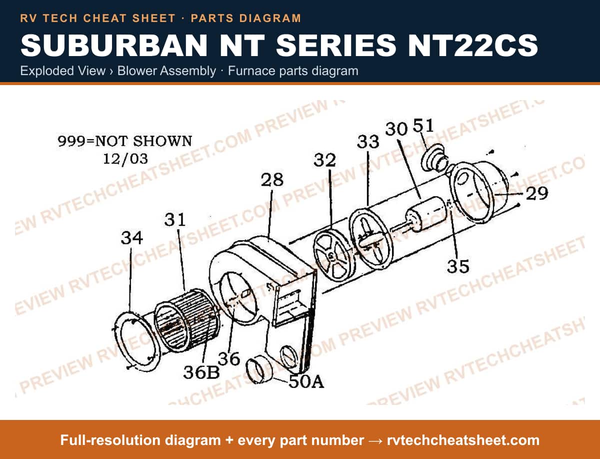 Suburban Nt Series NT22CS exploded view › blower assembly — exploded parts diagram