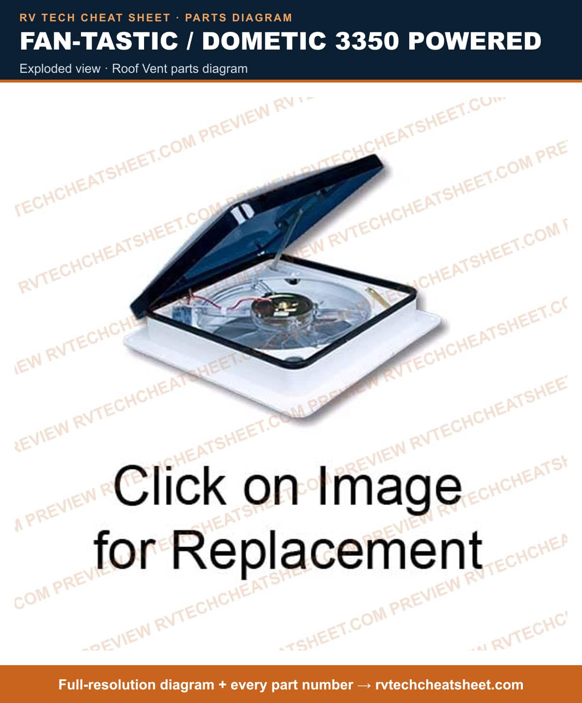 Fan-Tastic / Dometic 3350 Powered exploded view — exploded parts diagram