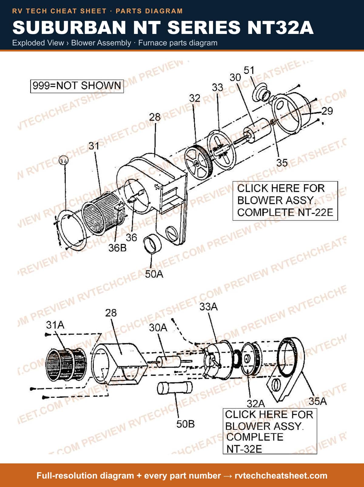 Suburban Nt Series NT32A exploded view › blower assembly — exploded parts diagram 2 of 2