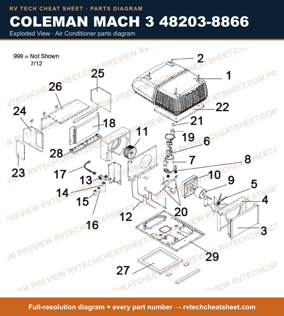 Coleman Mach 3 48203-8866 exploded view — exploded parts diagram