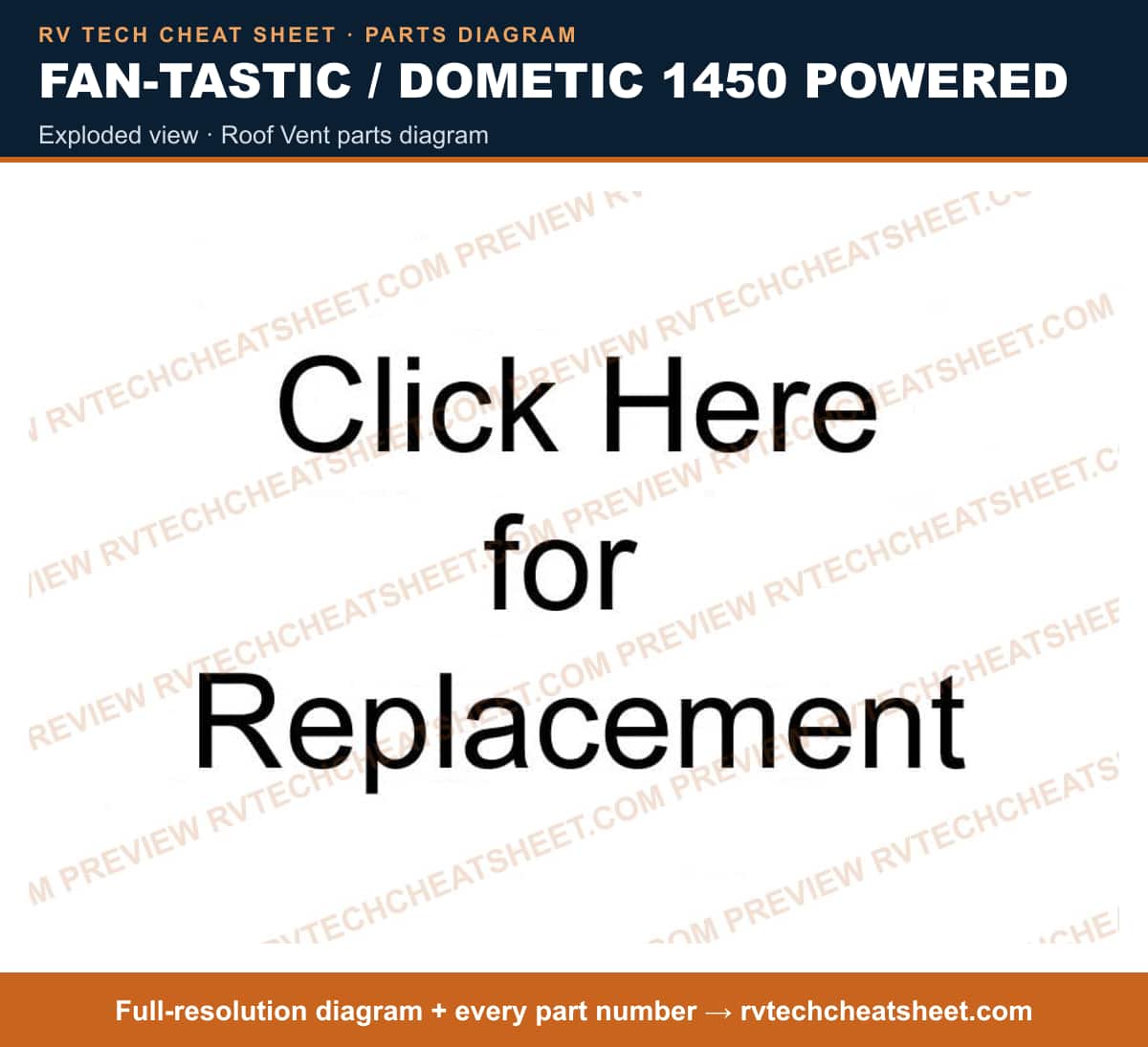 Fan-Tastic / Dometic 1450 Powered exploded view — exploded parts diagram 2 of 2