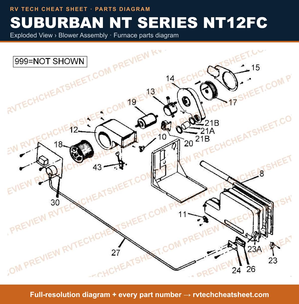 Suburban Nt Series NT12FC exploded view › blower assembly — exploded parts diagram 1 of 2
