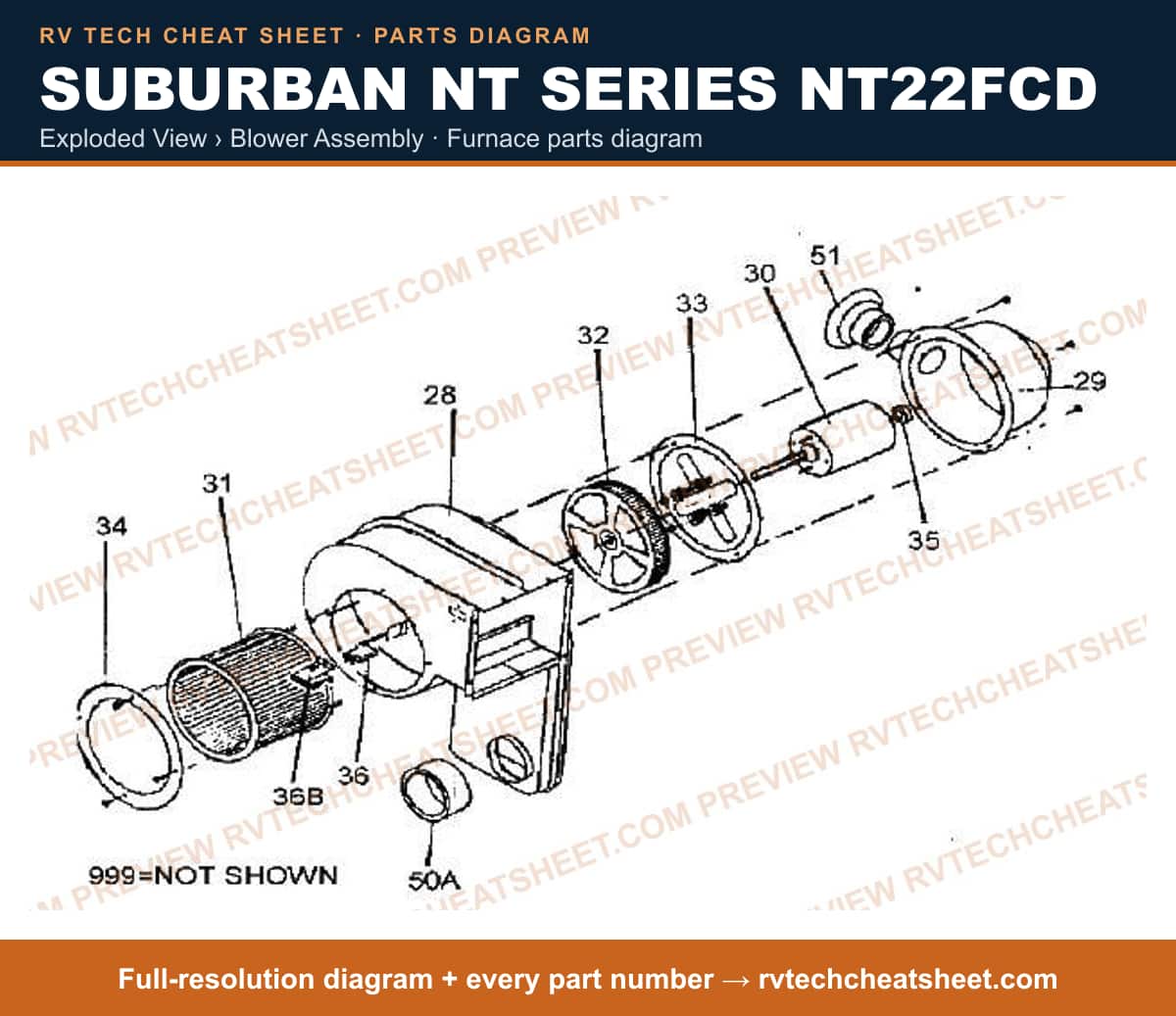 Suburban Nt Series NT22FCD exploded view › blower assembly — exploded parts diagram