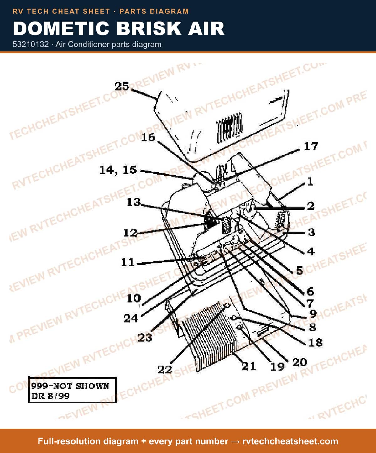 Dometic Brisk Air 53210132 — parts list sheet