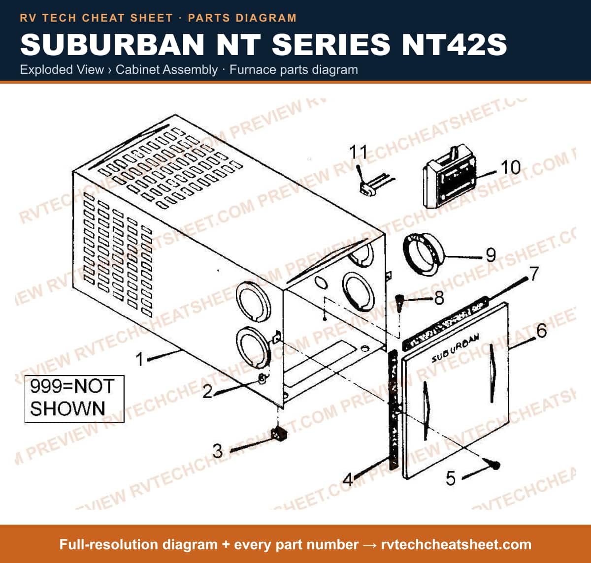 Suburban Nt Series NT42S exploded view › cabinet assembly — exploded parts diagram 2 of 2