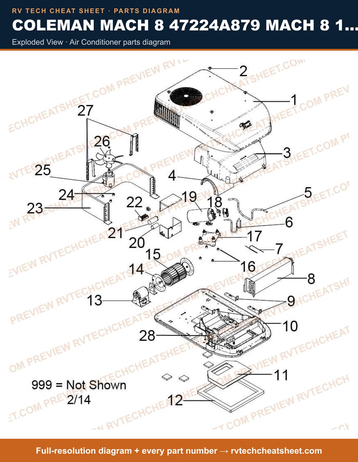 Coleman Mach 8 47224A879 Mach 8 15K exploded view — exploded parts diagram