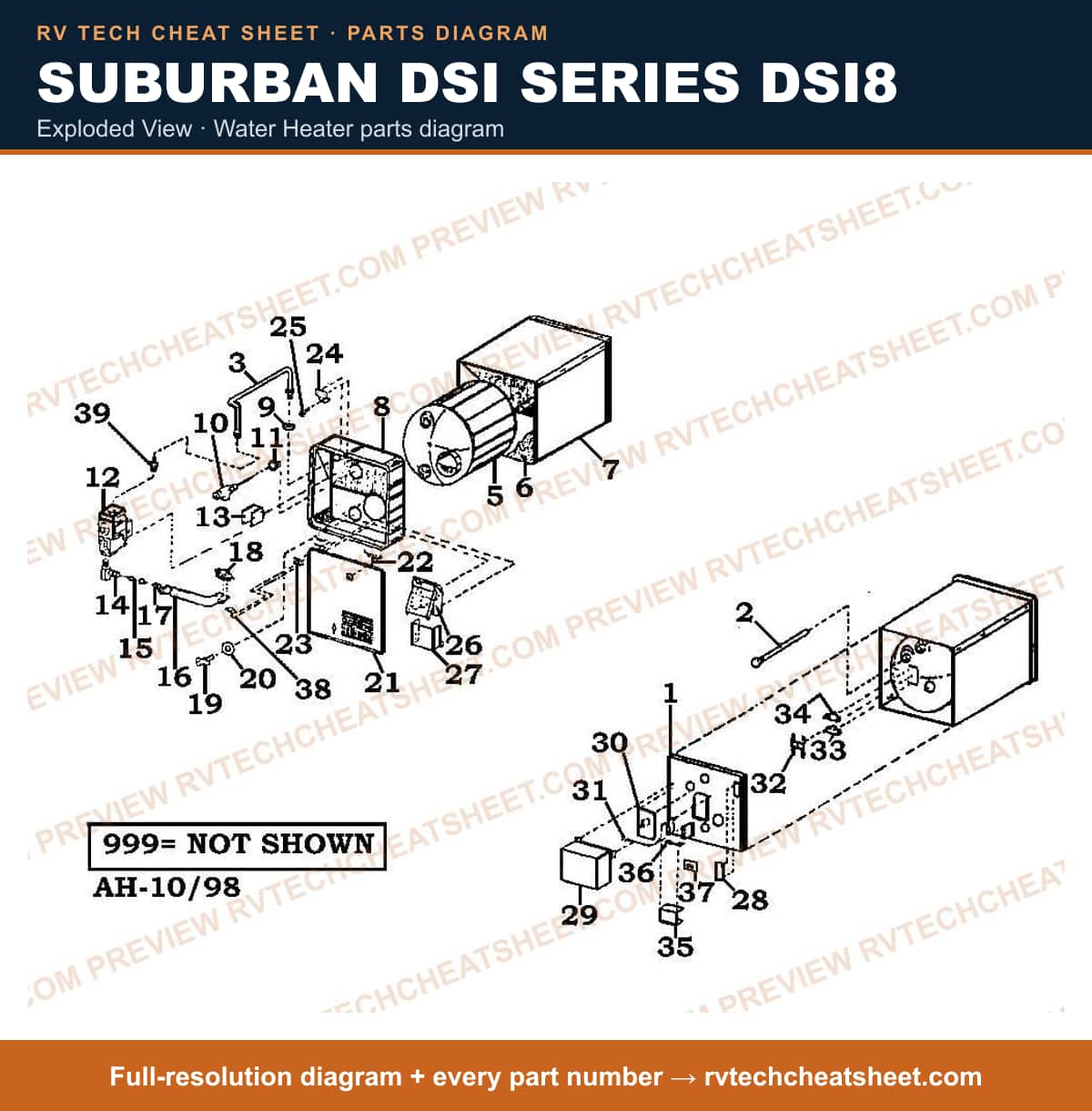 Suburban DSI Series DSI8 exploded view — exploded parts diagram