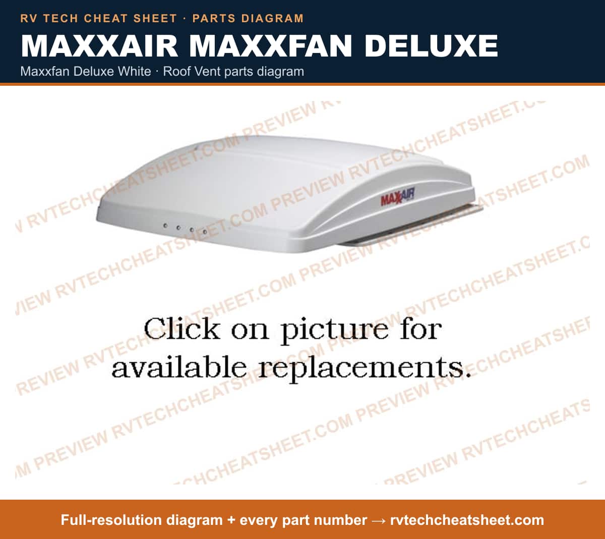 MaxxAir Maxxfan Deluxe maxxfan deluxe white — exploded parts diagram
