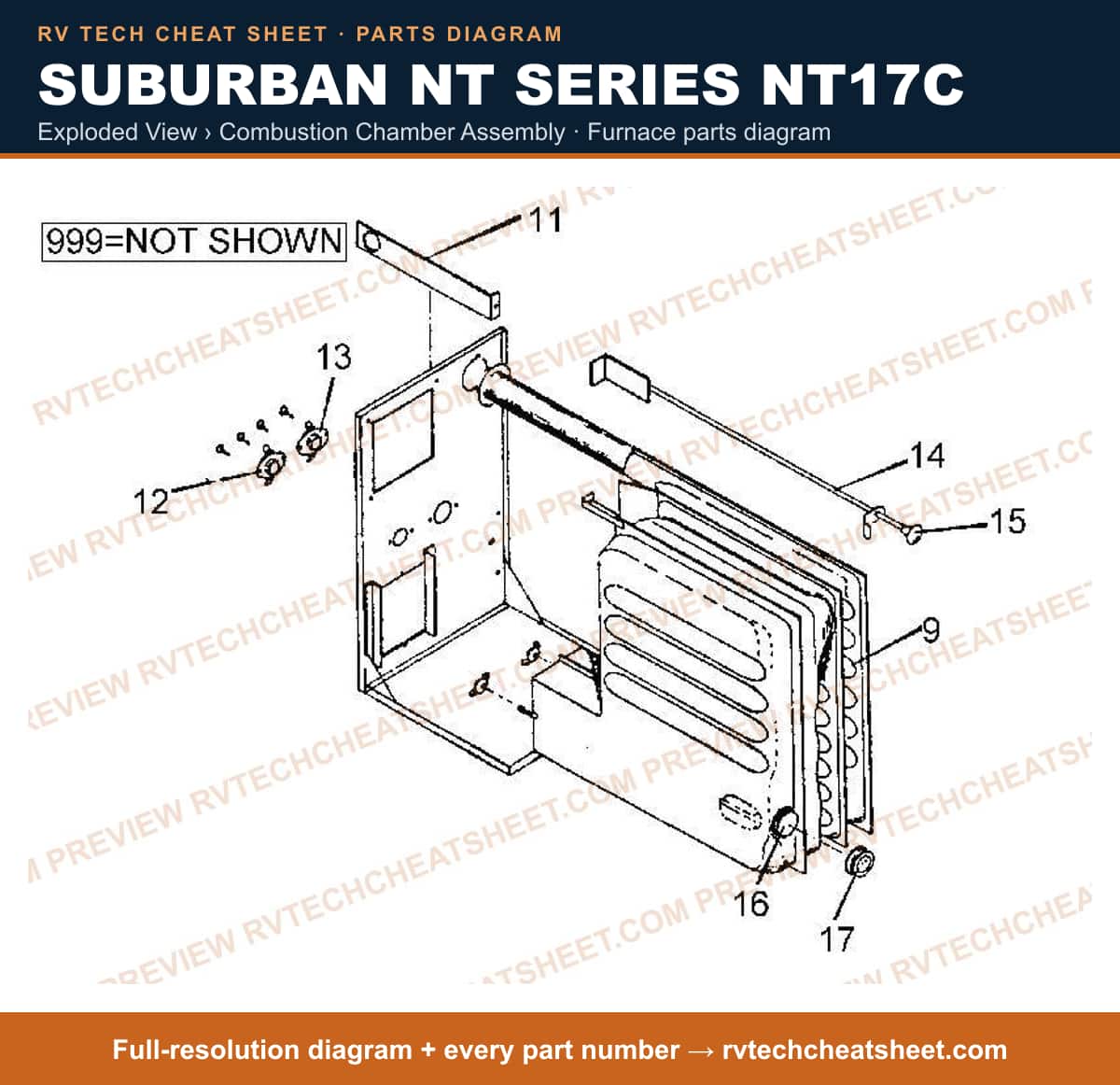 Suburban Nt Series NT17C exploded view › combustion chamber assembly — exploded parts diagram