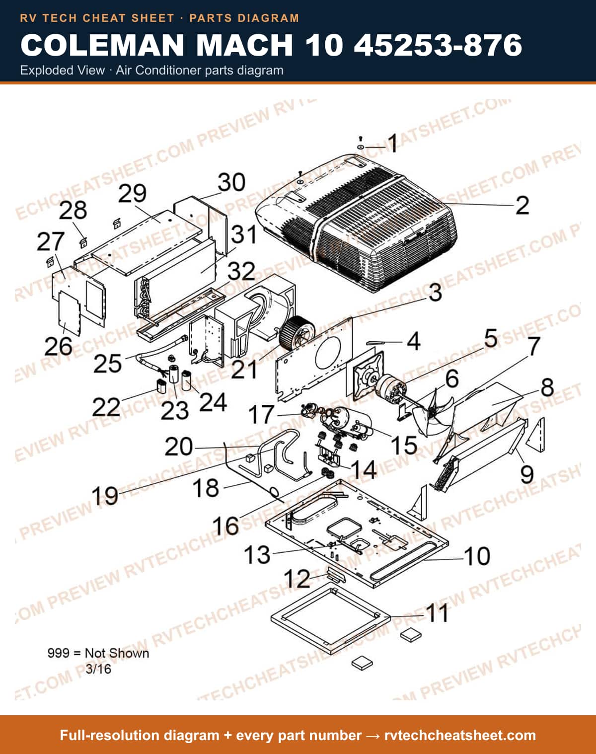 Coleman Mach 10 45253-876 exploded view — exploded parts diagram