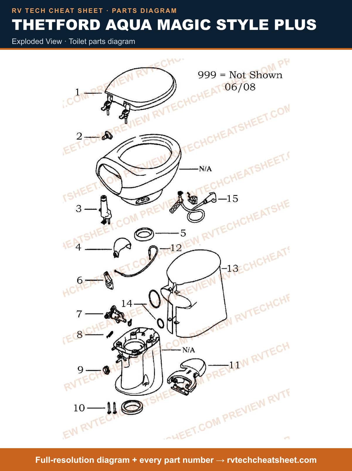 Thetford Aqua Magic Style Plus exploded view — exploded parts diagram 2 of 3