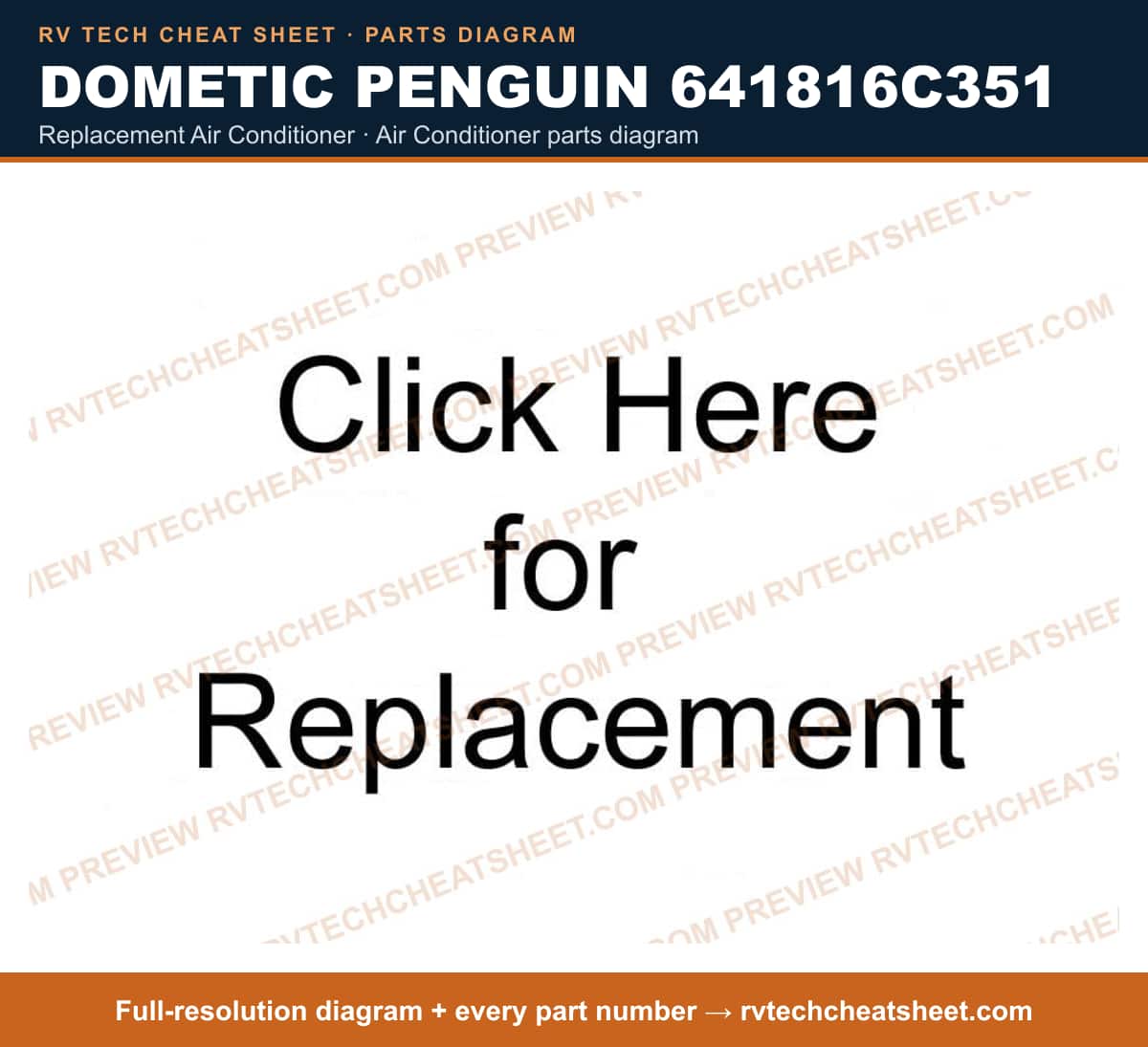 Dometic Penguin 641816C351 replacement air conditioner — exploded parts diagram