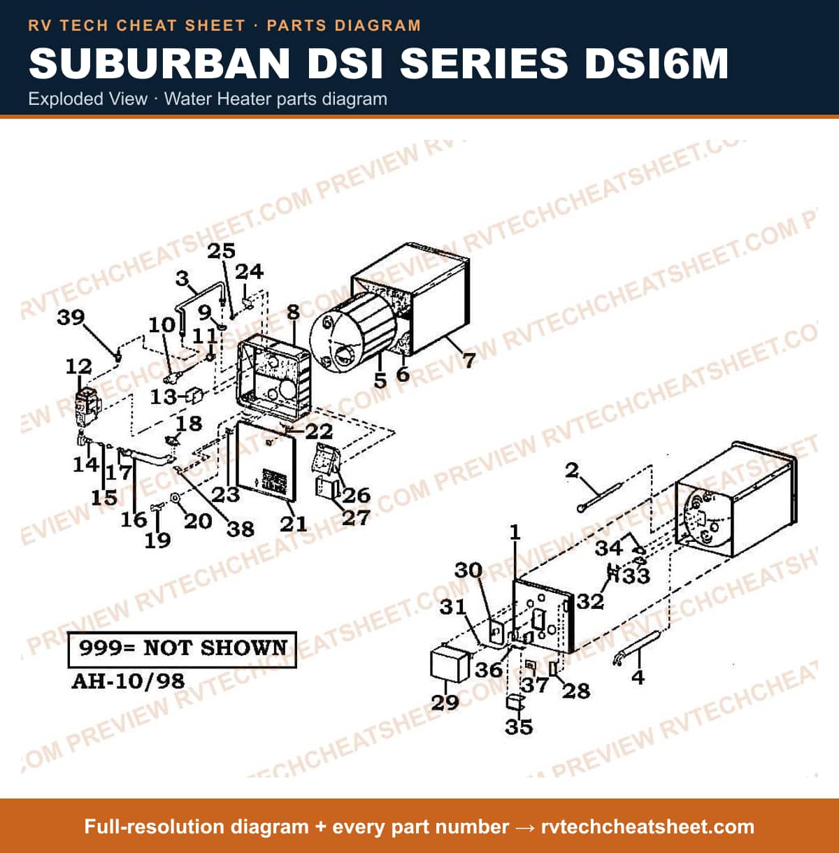 Suburban DSI Series DSI6M exploded view — exploded parts diagram