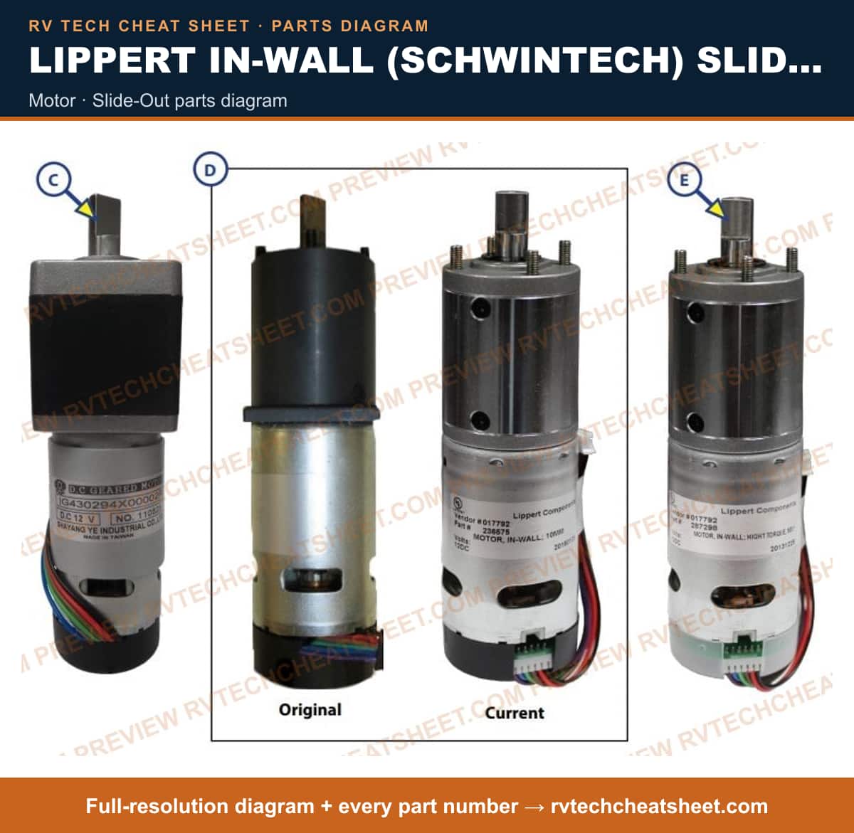 Lippert In-Wall (Schwintech) Slide-Out motor — exploded parts diagram