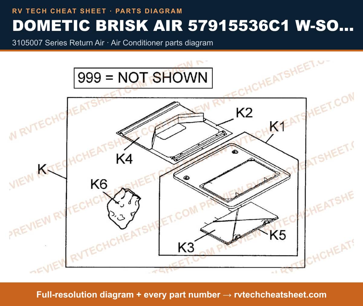 Dometic Brisk Air 57915536C1 W-solar Panels 3105007 series return air — parts list sheet