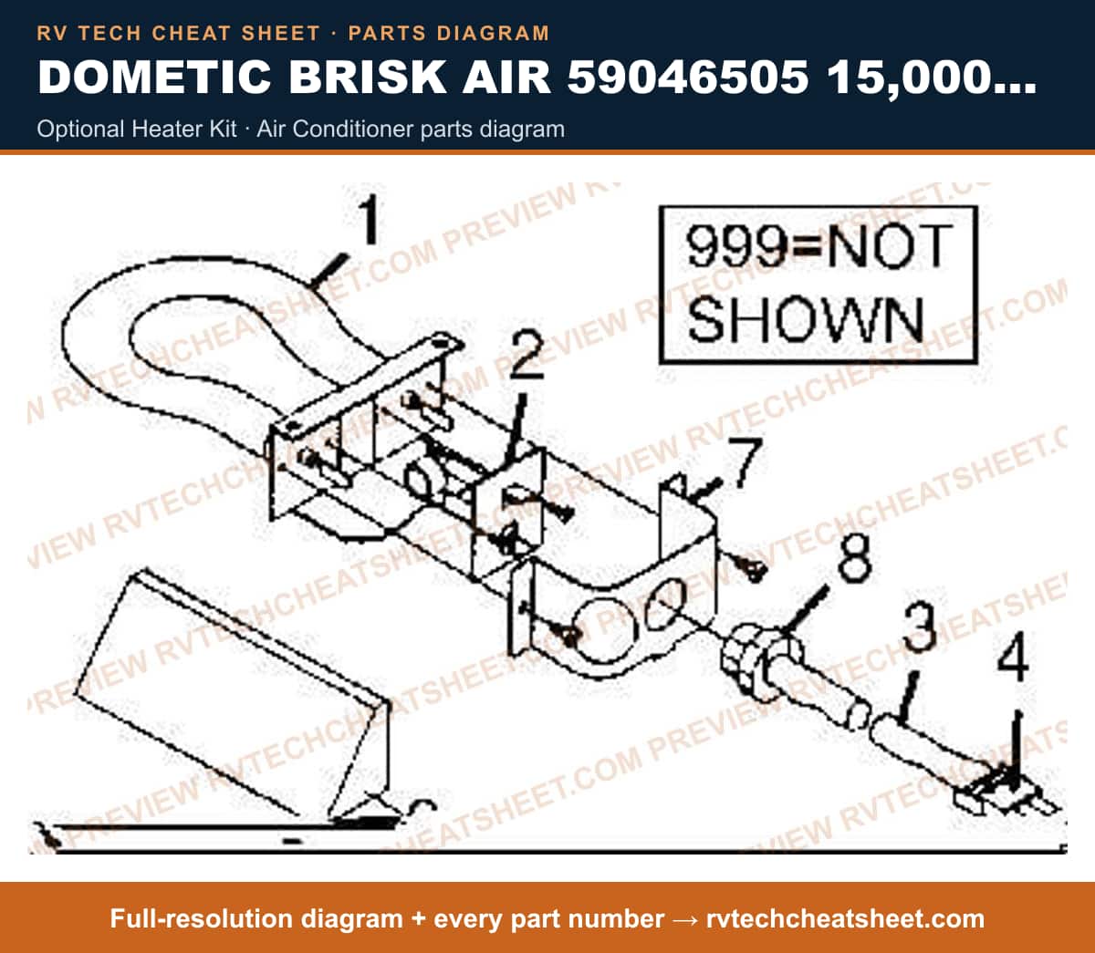 Dometic Brisk Air 59046505 15,000 BTU optional heater kit — exploded parts diagram