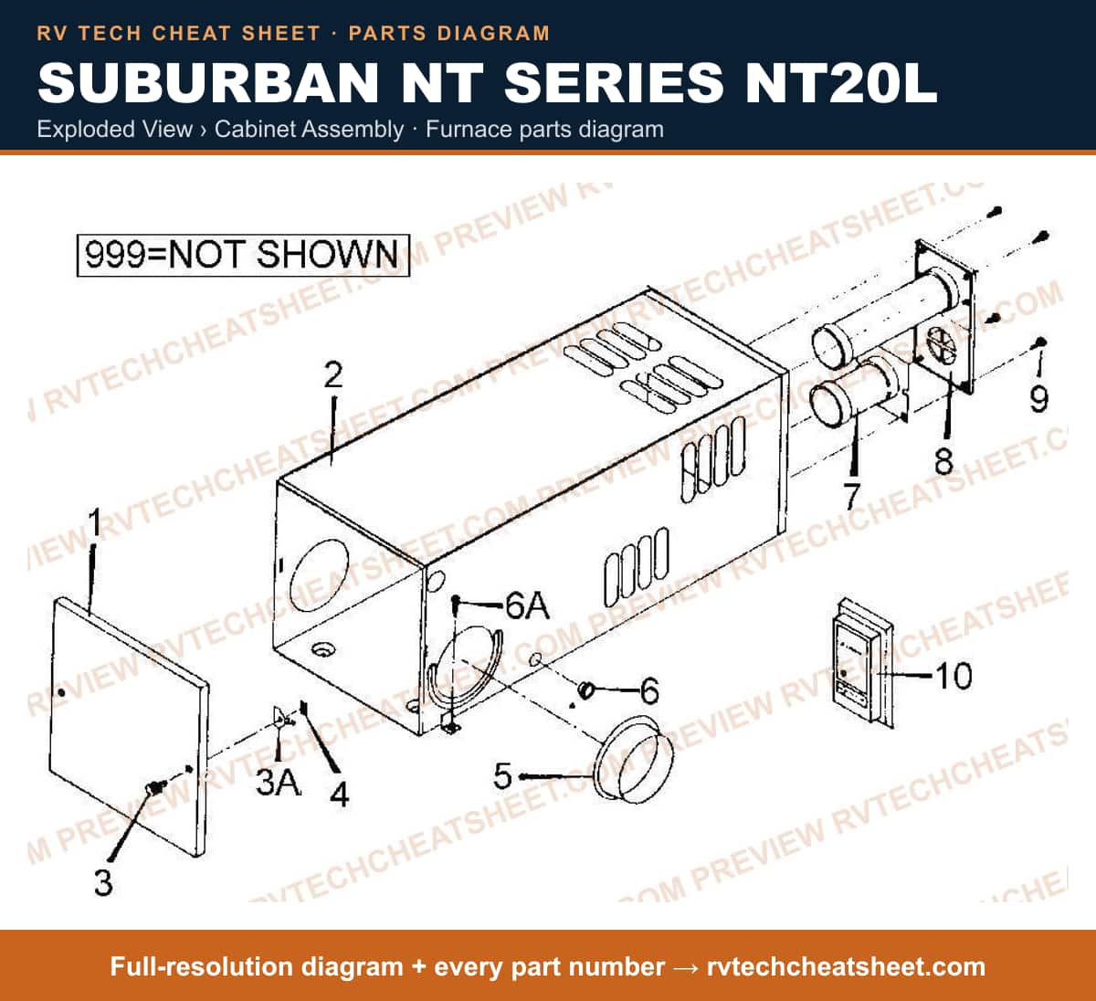Suburban Nt Series NT20L exploded view › cabinet assembly — exploded parts diagram