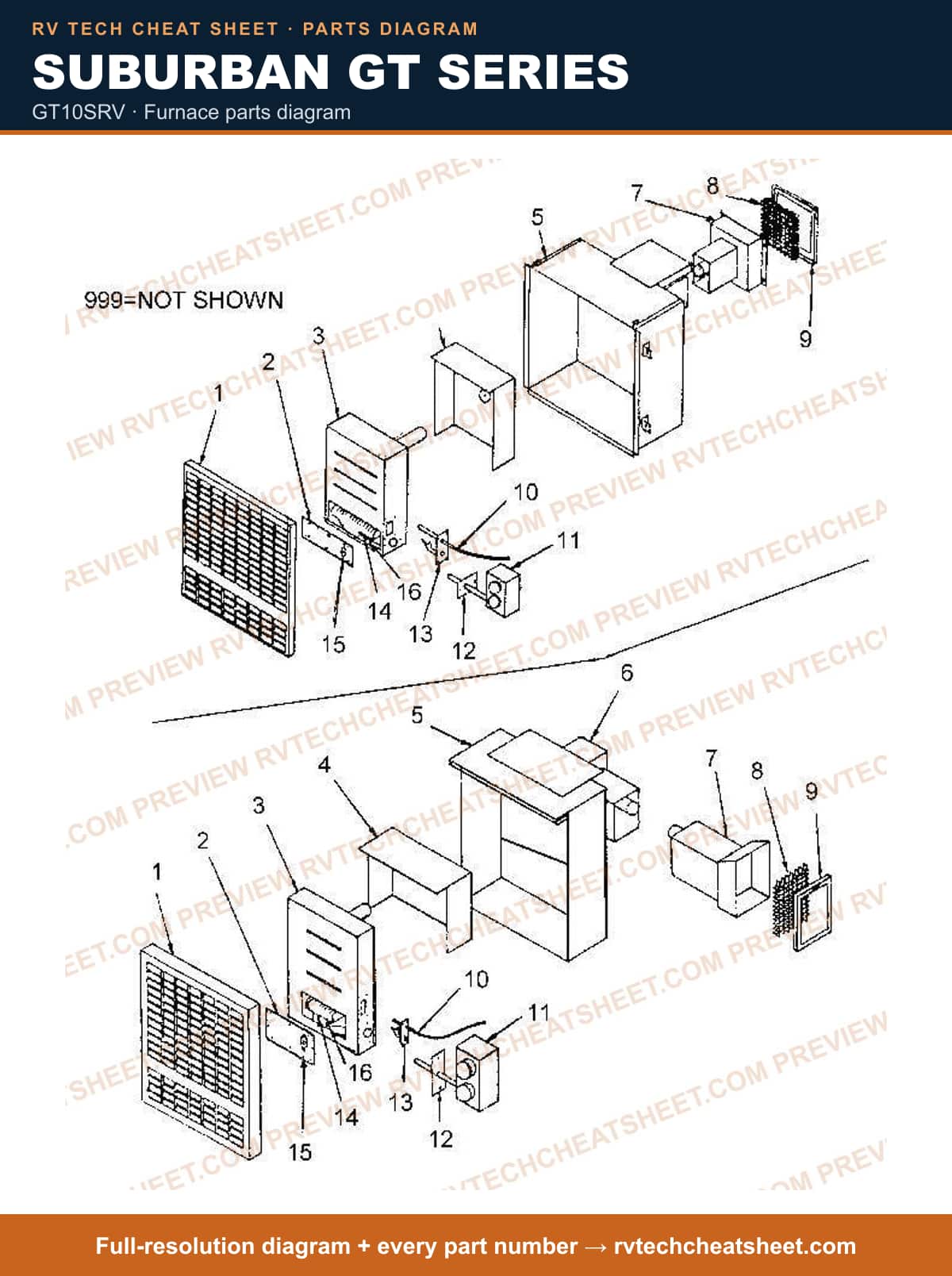 Suburban Gt Series gt10srv — exploded parts diagram 1 of 3