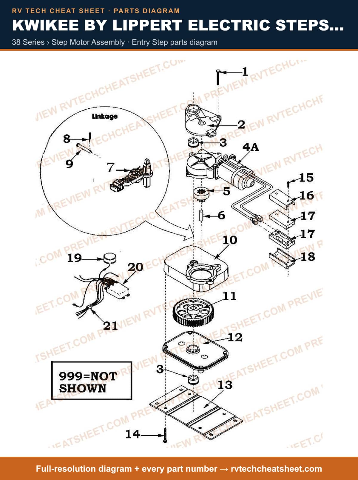 Kwikee by Lippert Electric Steps Single Step 38 series › step motor assembly — exploded parts diagram 2 of 3