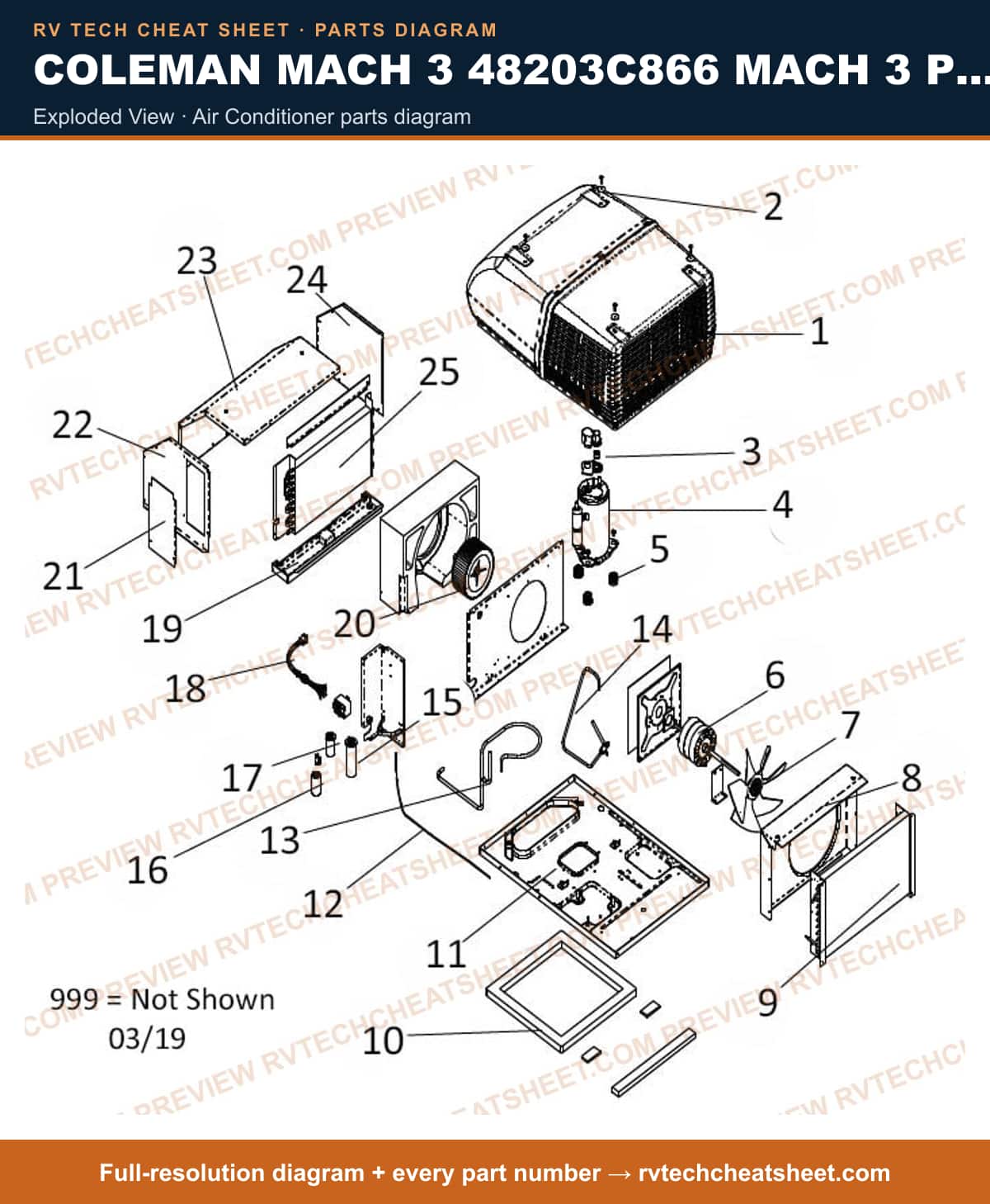 Coleman Mach 3 48203C866 Mach 3 Plus Ez exploded view — exploded parts diagram