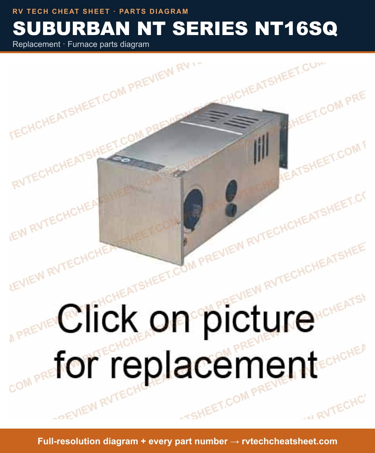 Suburban Nt Series NT16SQ replacement — exploded parts diagram