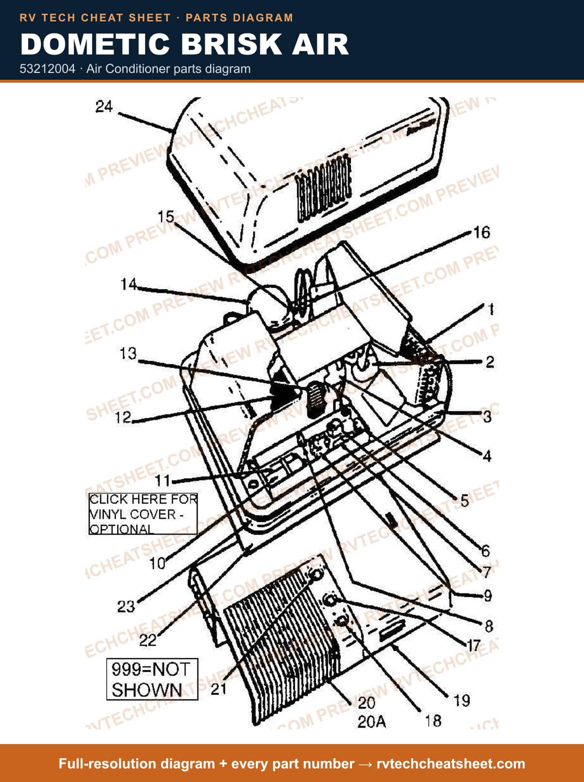 Dometic Brisk Air 53212004 — parts list sheet