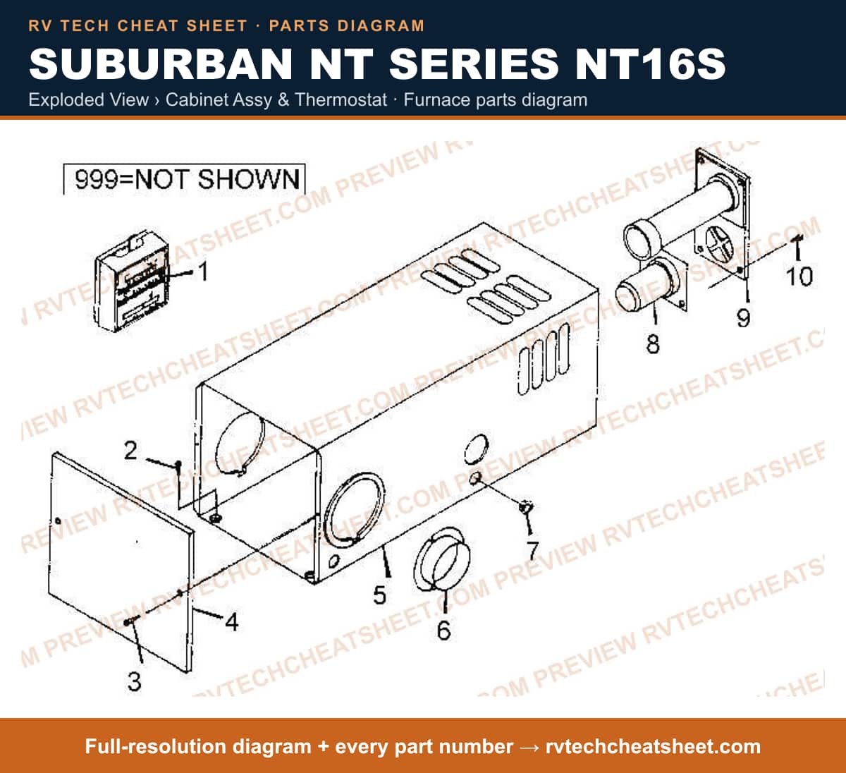 Suburban Nt Series NT16S exploded view › cabinet assy & thermostat — exploded parts diagram