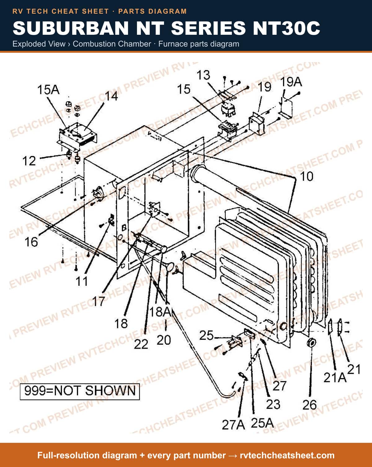 Suburban Nt Series NT30C exploded view › combustion chamber — exploded parts diagram 2 of 2