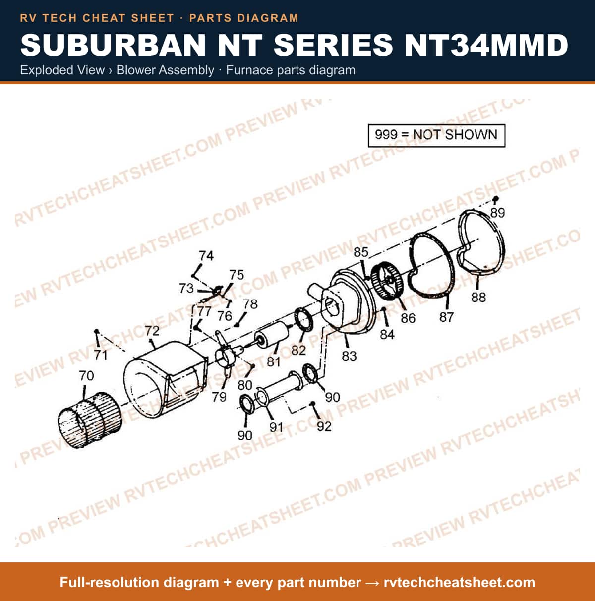 Suburban Nt Series NT34MMD exploded view › blower assembly — exploded parts diagram 1 of 2