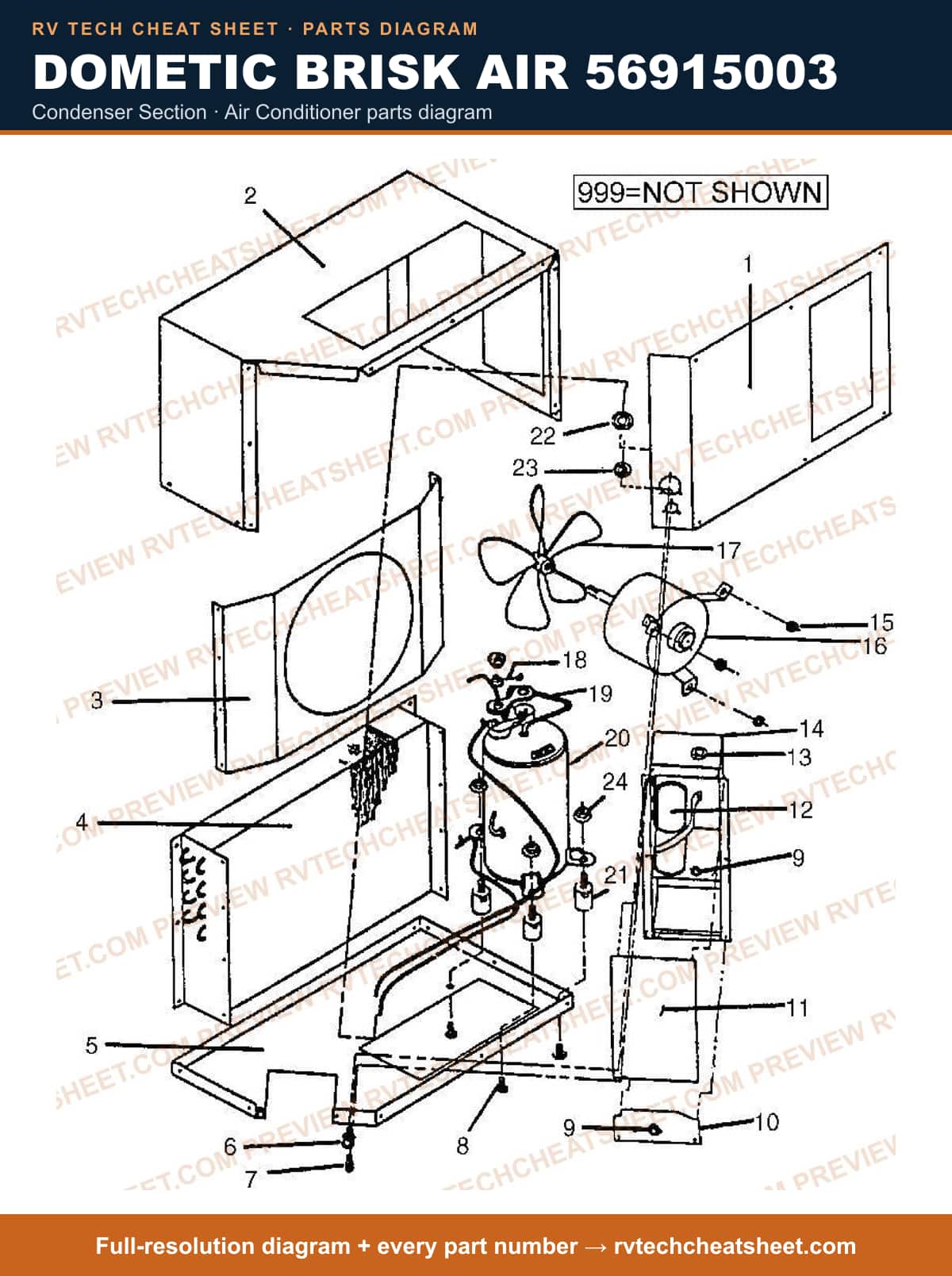 Dometic Brisk Air 56915003 condenser section — parts list sheet
