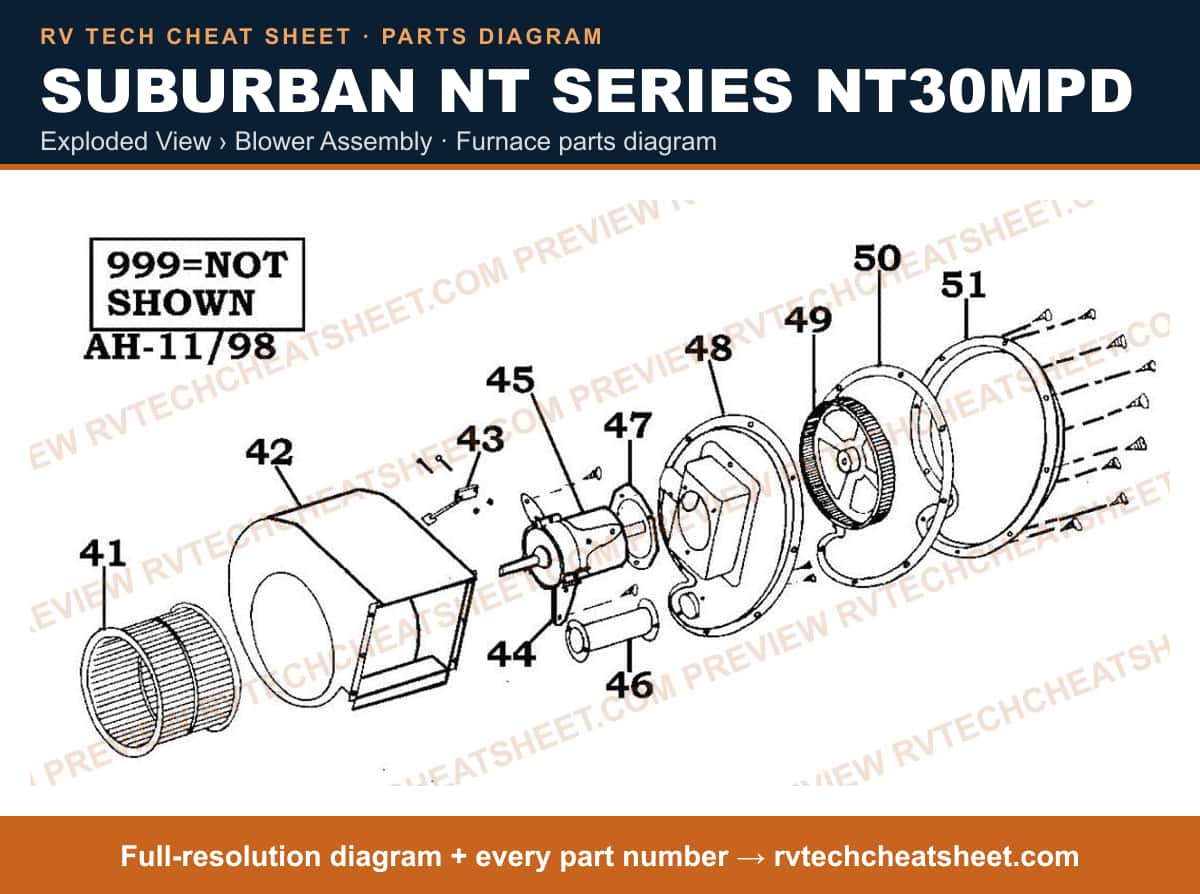 Suburban Nt Series NT30MPD exploded view › blower assembly — exploded parts diagram 2 of 2
