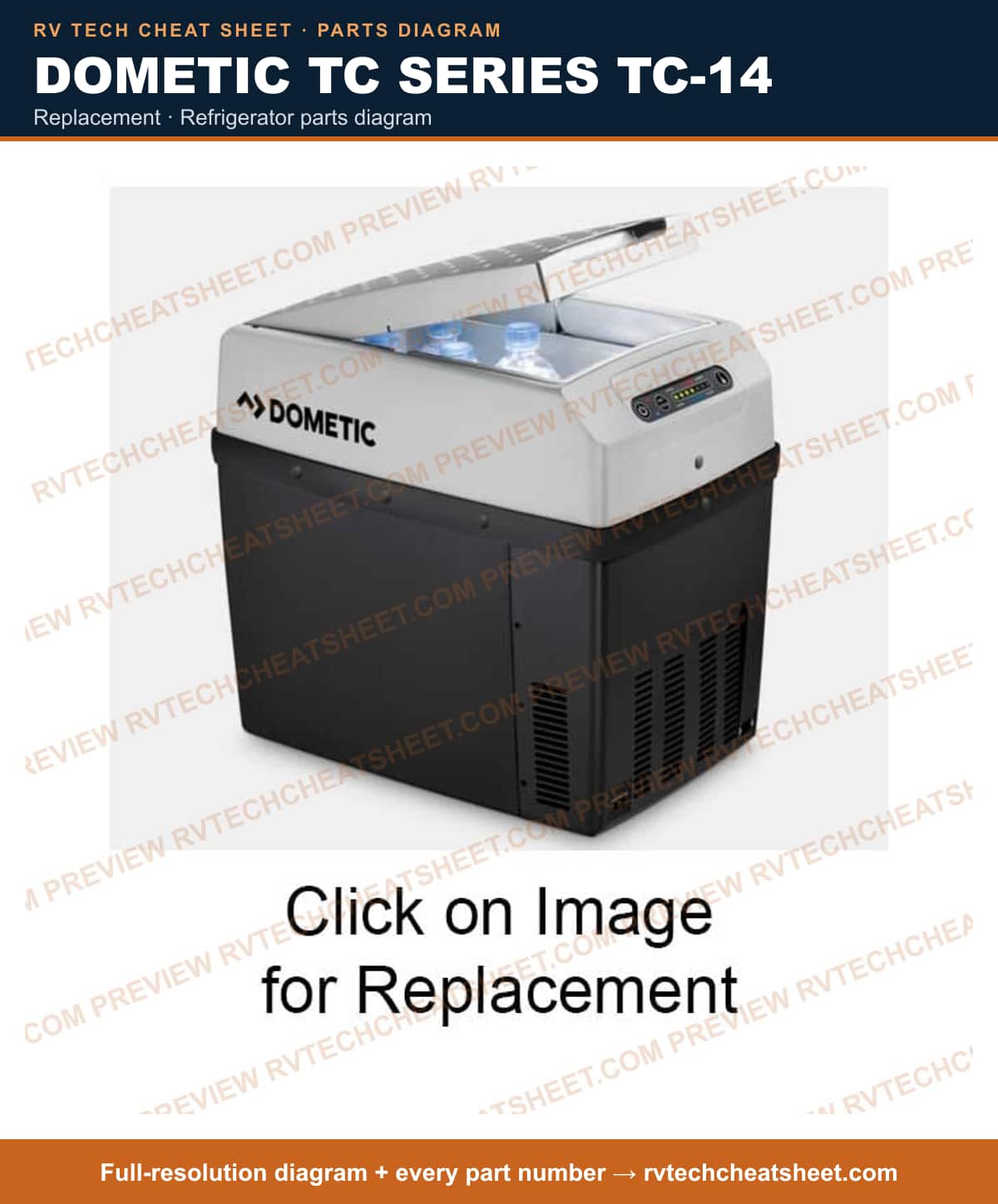 Dometic Tc Series TC-14 replacement — parts list sheet