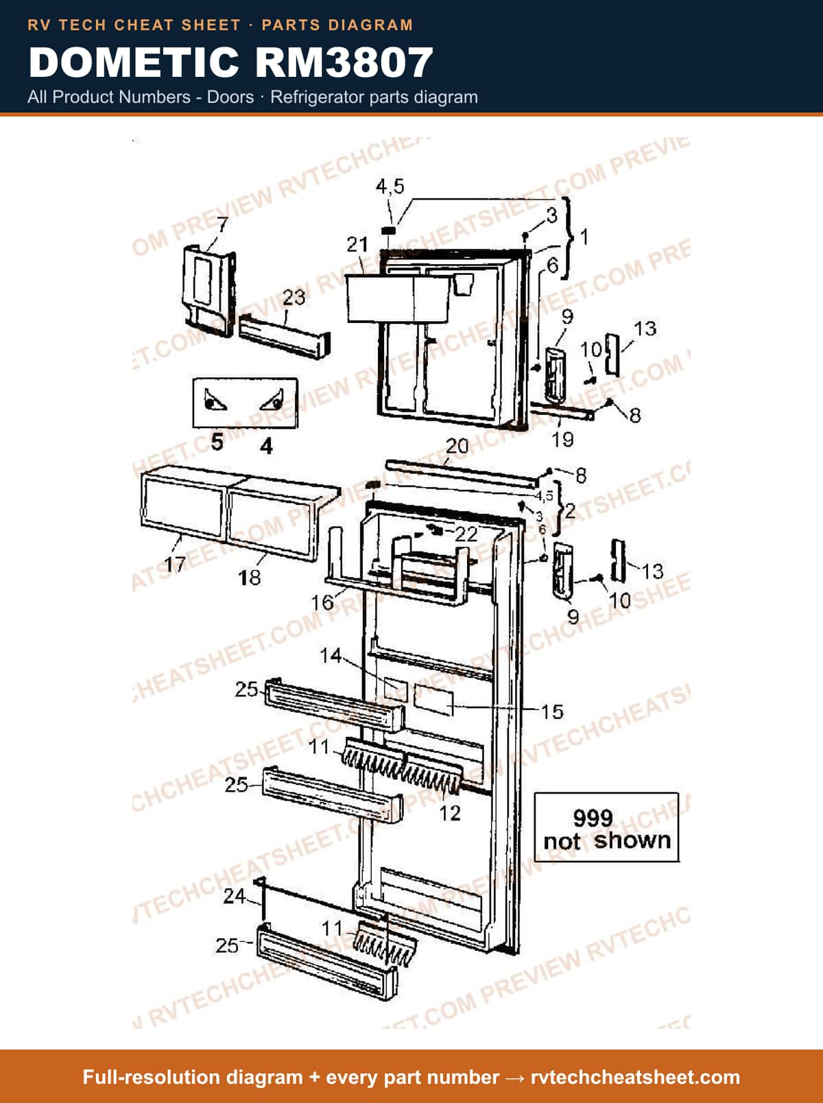 Dometic RM3807 all product numbers - doors — parts list sheet 2 of 2