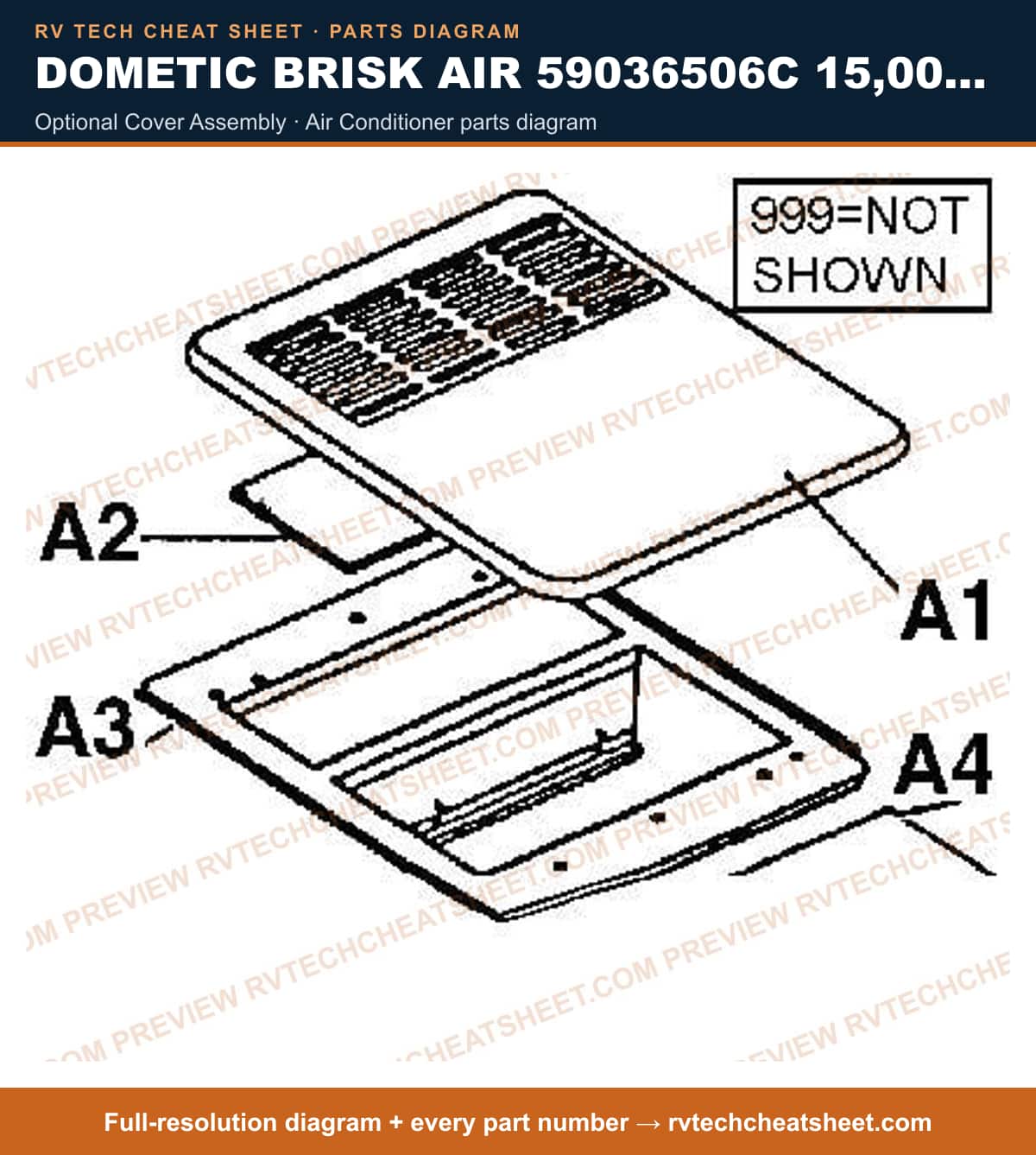 Dometic Brisk Air 59036506C 15,000 BTU optional cover assembly — exploded parts diagram