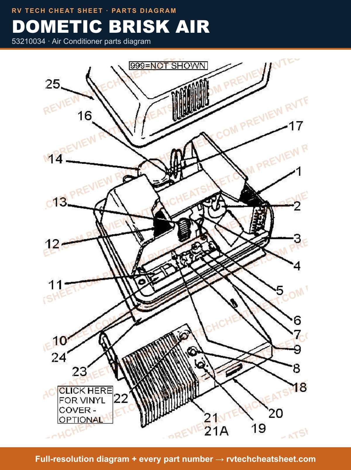 Dometic Brisk Air 53210034 — parts list sheet
