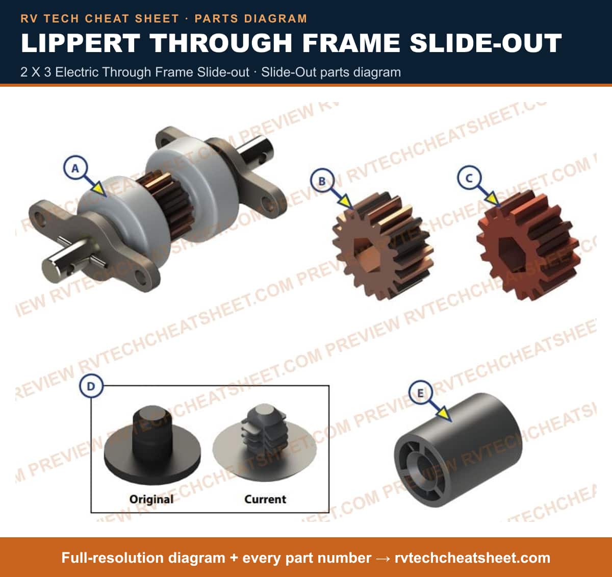 Lippert Through Frame Slide-out 2 x 3 electric through frame slide-out — exploded parts diagram 7 of 7