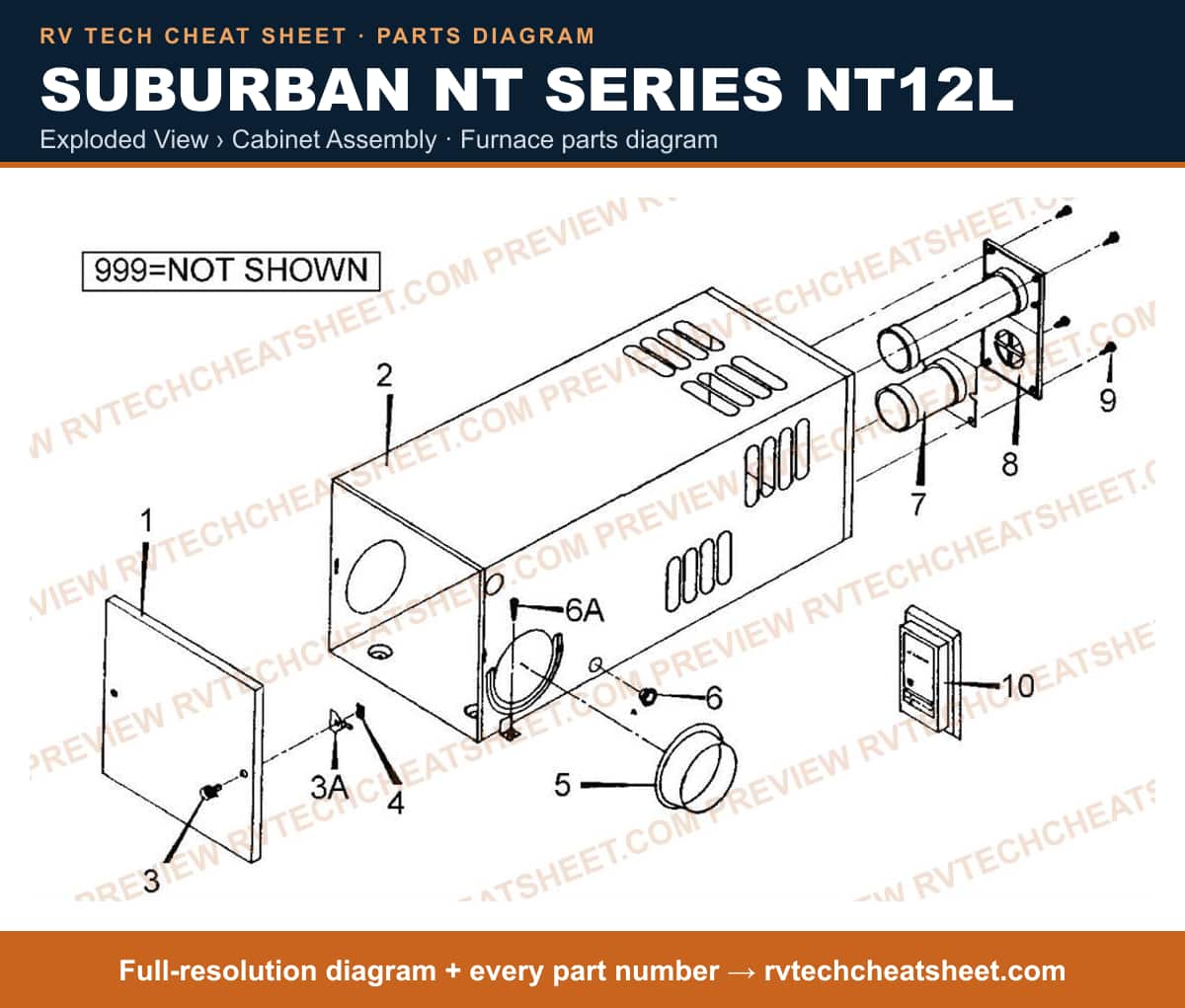 Suburban Nt Series NT12L exploded view › cabinet assembly — exploded parts diagram 2 of 2