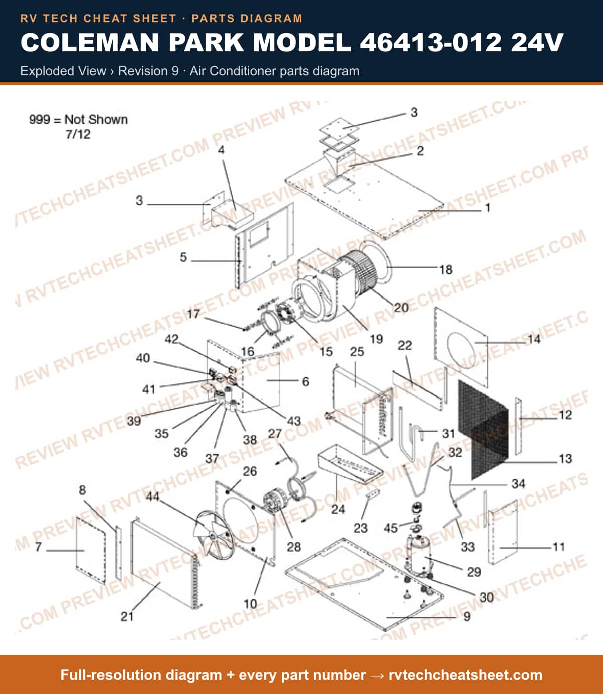 Coleman Park Model 46413-012 24V exploded view › revision 9 — exploded parts diagram