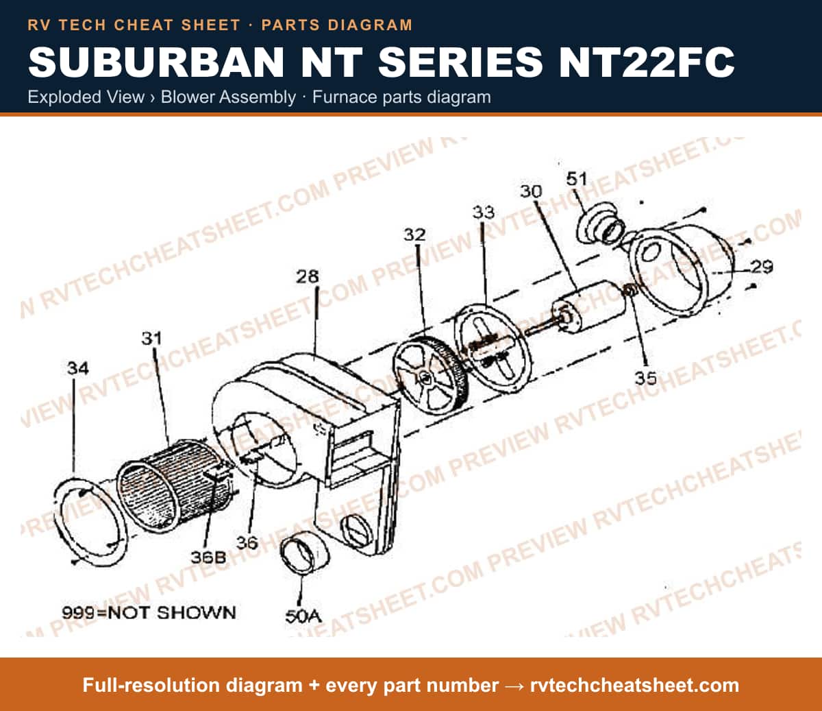 Suburban Nt Series NT22FC exploded view › blower assembly — exploded parts diagram