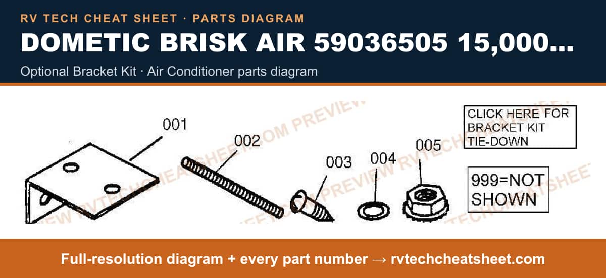 Dometic Brisk Air 59036505 15,000 BTU optional bracket kit — exploded parts diagram