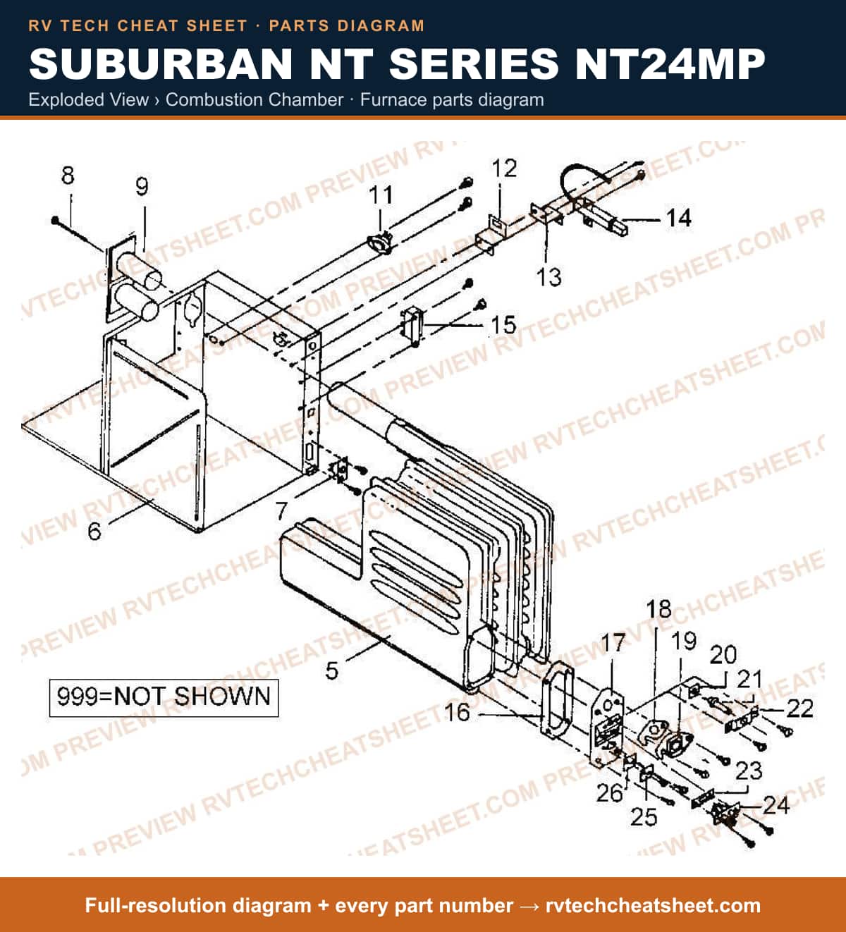 Suburban Nt Series NT24MP exploded view › combustion chamber — exploded parts diagram 2 of 2