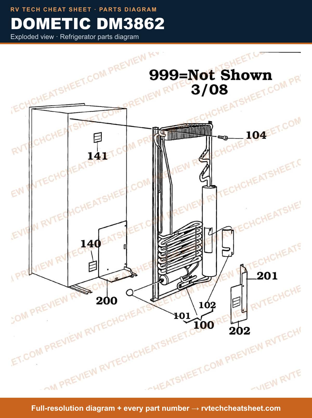 Dometic DM3862 exploded view — exploded parts diagram 2 of 5