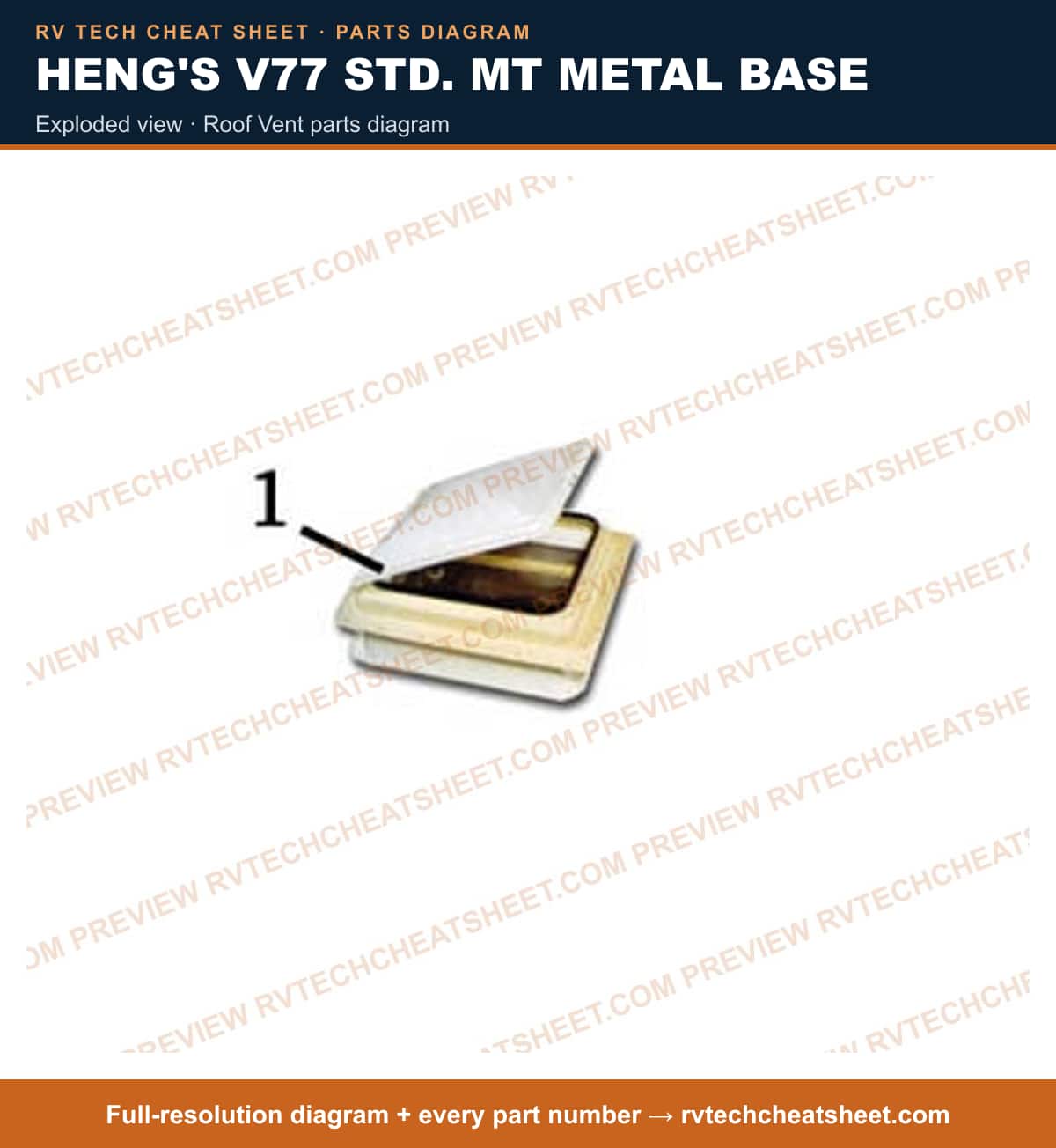 Heng's V77 Std. Mt Metal Base exploded view — exploded parts diagram