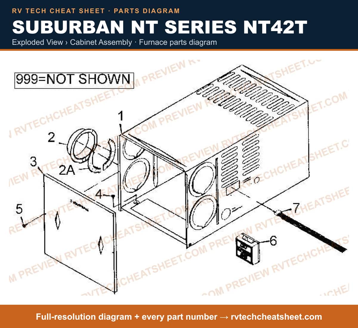 Suburban Nt Series NT42T exploded view › cabinet assembly — exploded parts diagram 2 of 2