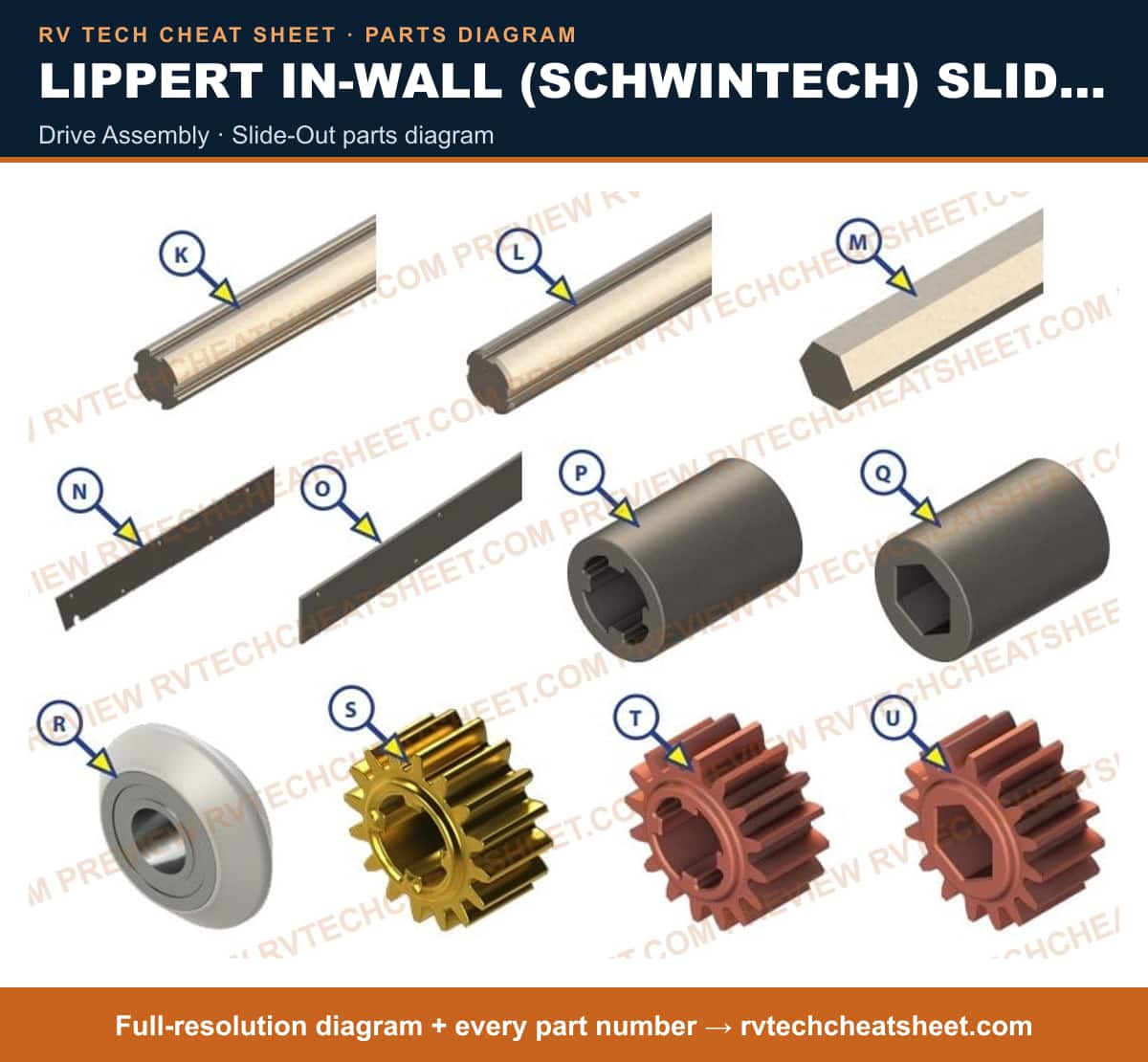 Lippert In-Wall (Schwintech) Slide-Out drive assembly — exploded parts diagram