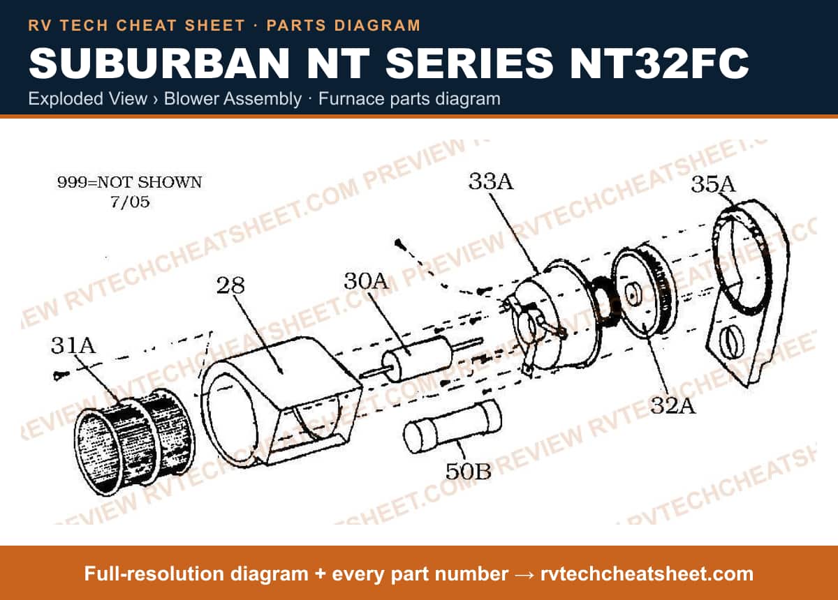 Suburban Nt Series NT32FC exploded view › blower assembly — exploded parts diagram 1 of 2