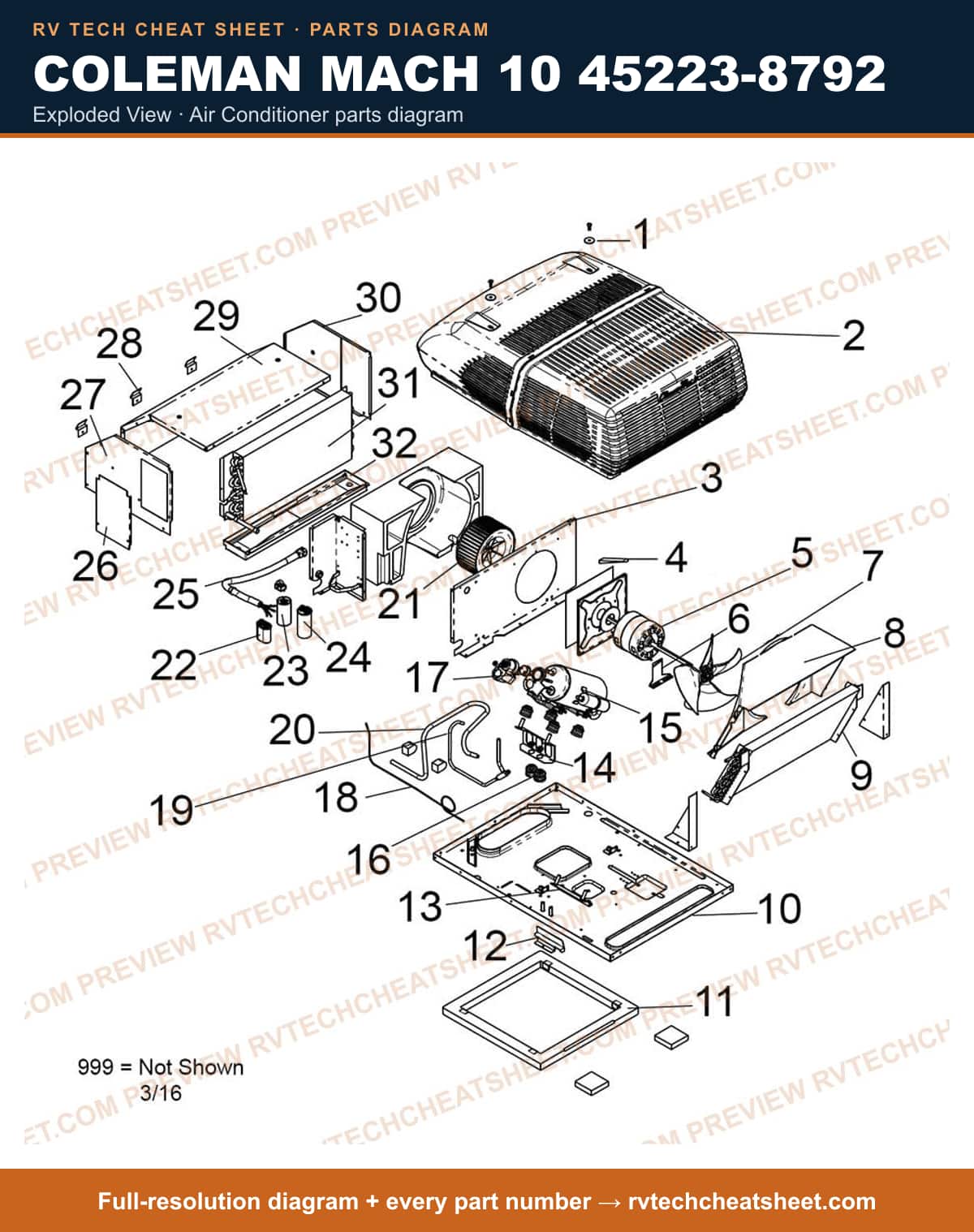 Coleman Mach 10 45223-8792 exploded view — exploded parts diagram