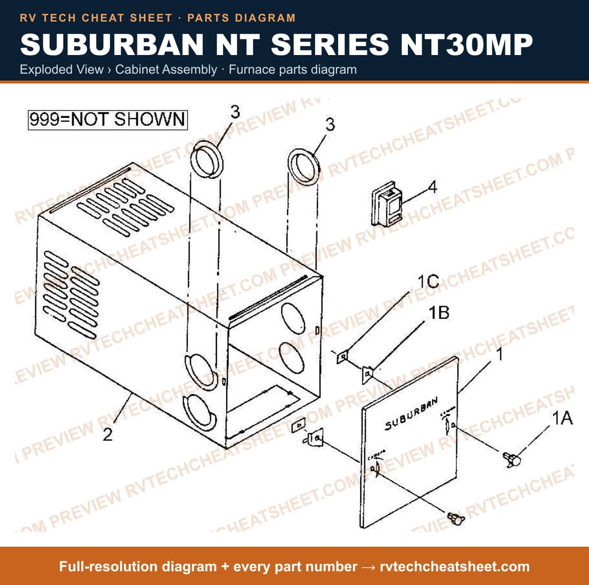 Suburban Nt Series NT30MP exploded view › cabinet assembly — exploded parts diagram 2 of 2