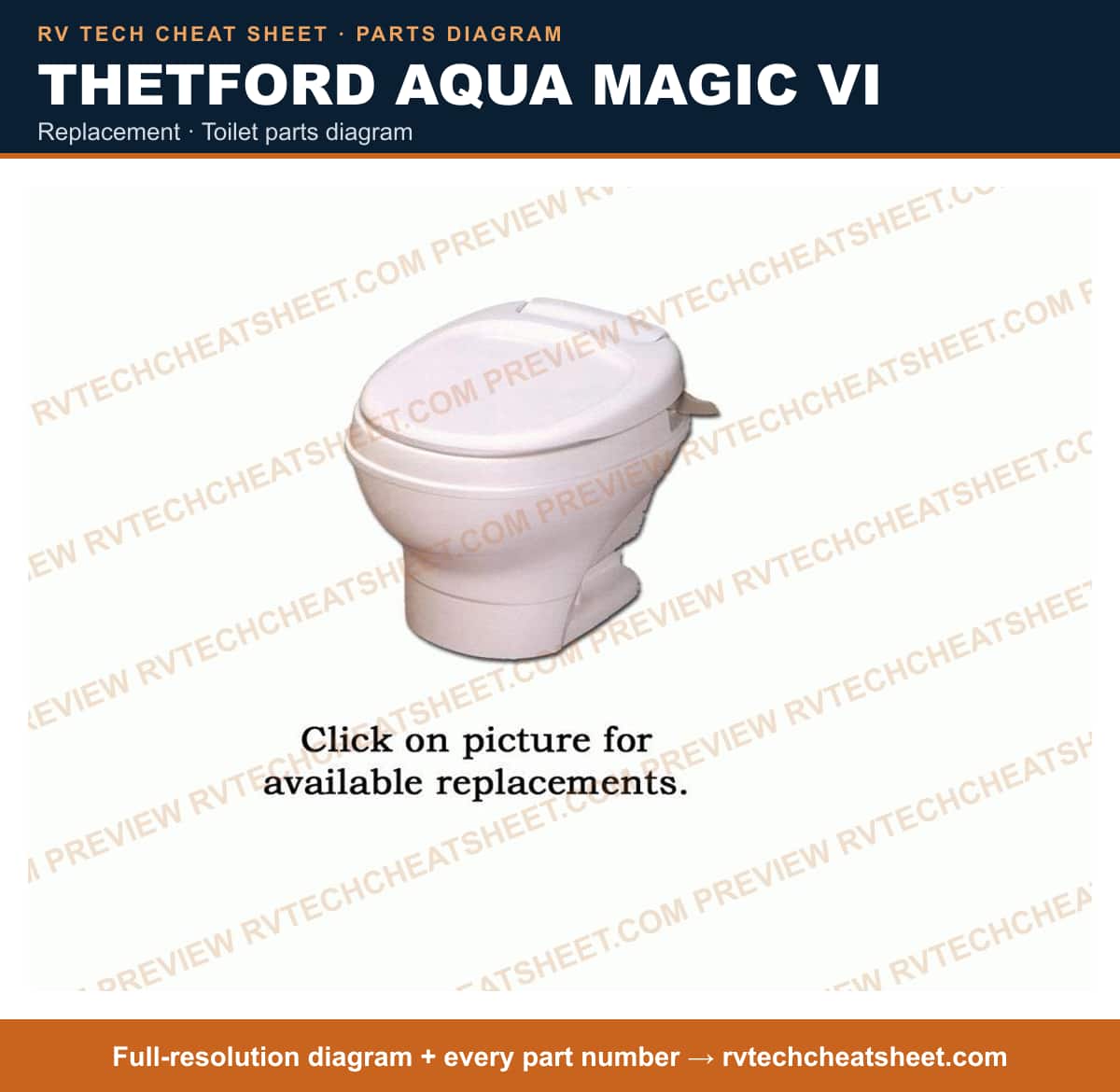 Thetford Aqua Magic VI replacement — exploded parts diagram 2 of 3