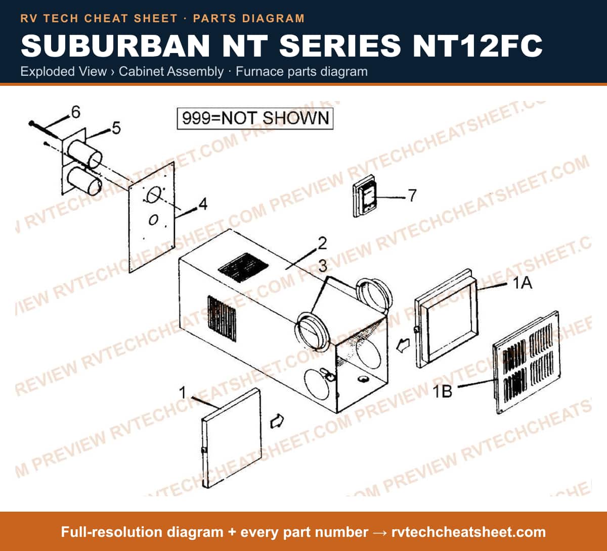 Suburban Nt Series NT12FC exploded view › cabinet assembly — exploded parts diagram 2 of 2